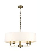 DK0028  Banyan 60cm 5 Light Pendant Antique Brass, White